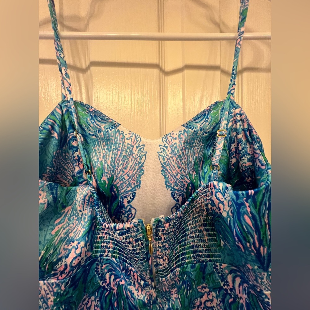 NWT Lilly Pulitzer Slip Dress in Las Olas Aqua Strong Current Sea Eng, size 4 - Picture 9 of 9